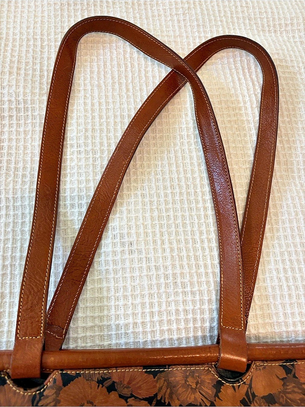 Vintage Furla Floral Tote in Brown & Black - Picture 5 of 8